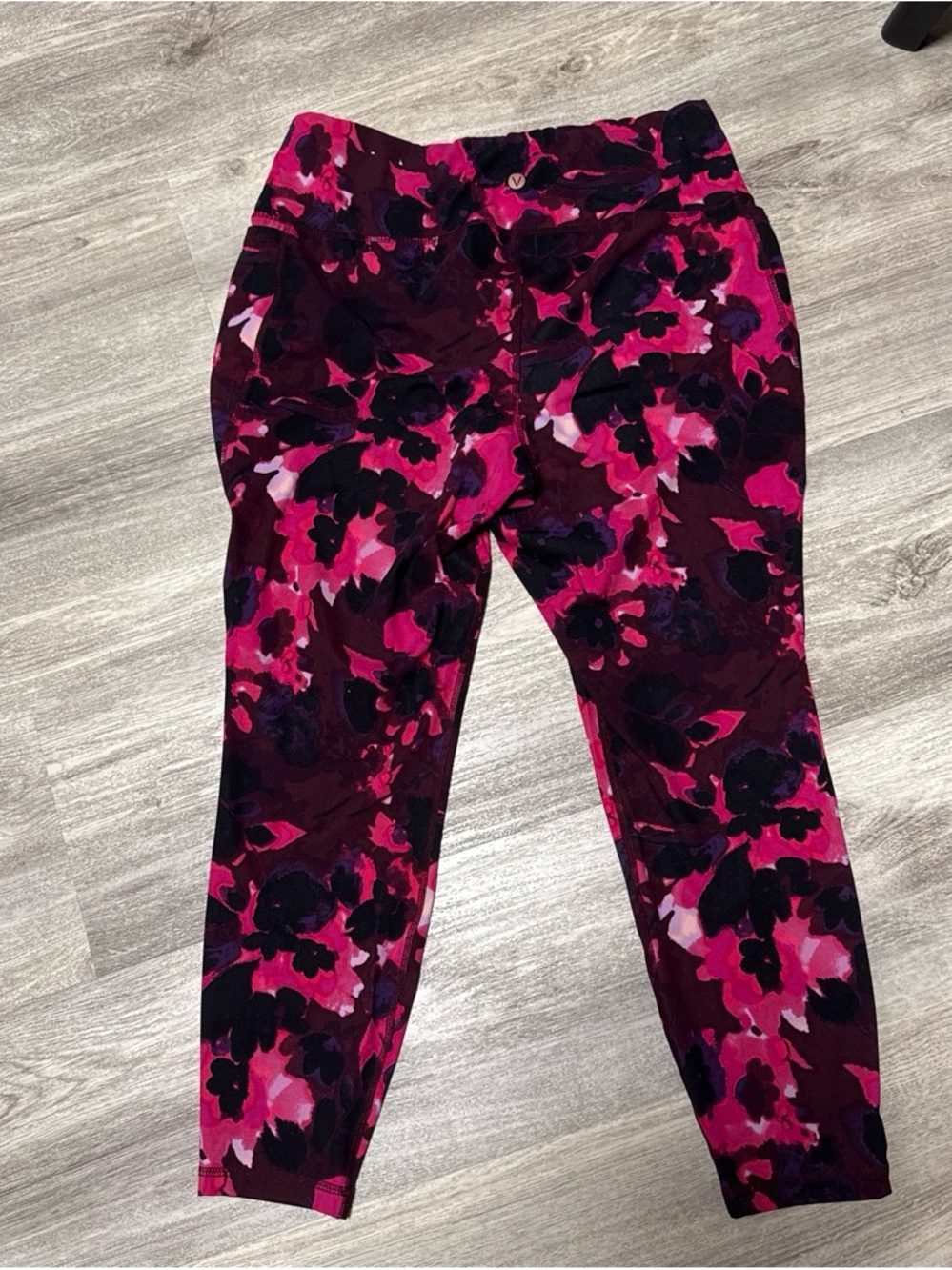Livi Active Pink and Black Floral Kids Capri Leggings